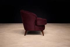 Joaquim Tenreiro Concha Sofa in Plum Mohair Velvet Joaquim Tenreiro Brazil 1960s - 4549185