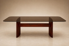 Joaquim Tenreiro Joaquim Tenreiro Dining Table in Rosewood Veneer and Bronze Smoked Glass - 4694154