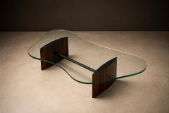 Joaquim Tenreiro Joaquim Tenreiro Rosewood Crystal Coffee Table Organic Form Brazil 1960s - 4586204