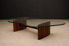 Joaquim Tenreiro Joaquim Tenreiro Rosewood Crystal Coffee Table Organic Form Brazil 1960s - 4586205