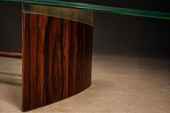 Joaquim Tenreiro Joaquim Tenreiro Rosewood Crystal Coffee Table Organic Form Brazil 1960s - 4586207
