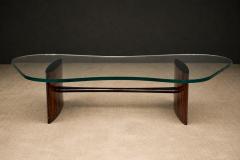 Joaquim Tenreiro Joaquim Tenreiro Rosewood Crystal Coffee Table Organic Form Brazil 1960s - 4586209