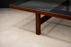 Joaquim Tenreiro Large Coffee Table in Rosewood and Glass by Joaquim Tenreiro Brazil 1950s - 4576884