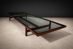 Joaquim Tenreiro Large Coffee Table in Rosewood and Glass by Joaquim Tenreiro Brazil 1950s - 4576887