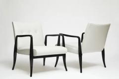 Joaquim Tenreiro Mid Century Modern Armchairs in Hardwood White Leather Joaquim Tenreiro Brazil - 3183375