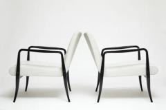 Joaquim Tenreiro Mid Century Modern Armchairs in Hardwood White Leather Joaquim Tenreiro Brazil - 3183378