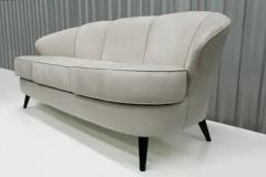 Joaquim Tenreiro Midcentury Modern Sofa in Hardwood Grey Velvet by Joaquim Tenreiro Brazil 1960 - 3186377