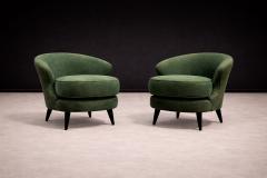 Joaquim Tenreiro Pair of Concha Armchairs in Green Suede Joaquim Tenreiro 1960s - 4546794