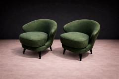Joaquim Tenreiro Pair of Concha Armchairs in Green Suede Joaquim Tenreiro 1960s - 4546795
