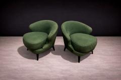 Joaquim Tenreiro Pair of Concha Armchairs in Green Suede Joaquim Tenreiro 1960s - 4546797