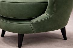 Joaquim Tenreiro Pair of Concha Armchairs in Green Suede Joaquim Tenreiro 1960s - 4546799