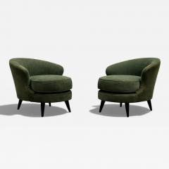 Joaquim Tenreiro Pair of Concha Armchairs in Green Suede Joaquim Tenreiro 1960s - 4547558