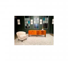 Joaquim Tenreiro Pair of Concha Armchairs in Grey Fabric Joaquim Tenreiro 1960s Lot 215A - 4354294