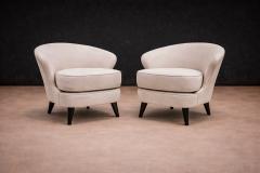Joaquim Tenreiro Pair of Concha Armchairs in Grey Ultra Suede Joaquim Tenreiro 1960s - 4546660