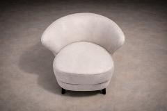 Joaquim Tenreiro Pair of Concha Armchairs in Grey Ultra Suede Joaquim Tenreiro 1960s - 4546664