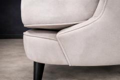 Joaquim Tenreiro Pair of Concha Armchairs in Grey Ultra Suede Joaquim Tenreiro 1960s - 4546670