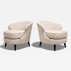 Joaquim Tenreiro Pair of Concha Armchairs in Grey Ultra Suede Joaquim Tenreiro 1960s - 4547553