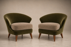 Joaquim Tenreiro Pair of Concha Armchairs in Two Tone Mohair by Joaquim Tenreiro Lot 215B - 4707609