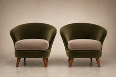 Joaquim Tenreiro Pair of Concha Armchairs in Two Tone Mohair by Joaquim Tenreiro Lot 215B - 4707611