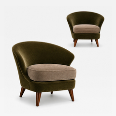 Joaquim Tenreiro Pair of Concha Armchairs in Two Tone Mohair by Joaquim Tenreiro Lot 215B - 4711402