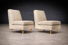 Joaquim Tenreiro Pair of L Armchairs in Hardwood Fabric Joaquim Tenreiro - 4542396