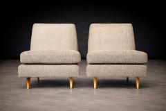 Joaquim Tenreiro Pair of L Armchairs in Hardwood Fabric Joaquim Tenreiro - 4542397