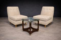 Joaquim Tenreiro Pair of L Armchairs in Hardwood Fabric Joaquim Tenreiro - 4542398