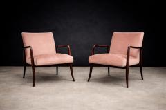 Joaquim Tenreiro Pair of Leve Armchairs in Rosewood and Velvet by Joaquim Tenreiro - 4524949