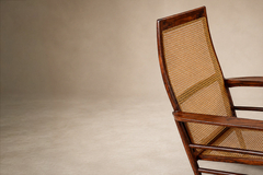 Joaquim Tenreiro Rare Cadeira de Embalo Rocking Chair in Solid Rosewood Caning Tenreiro - 4722693