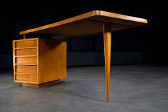 Joaquim Tenreiro Rare Curved Desk by Joaquim Tenreiro w Floating Top Drawer Cabinet Lot 731A - 4455620