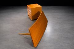 Joaquim Tenreiro Rare Curved Desk by Joaquim Tenreiro w Floating Top Drawer Cabinet Lot 731A - 4455624