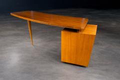 Joaquim Tenreiro Rare Curved Desk by Joaquim Tenreiro w Floating Top Drawer Cabinet Lot 731A - 4455628