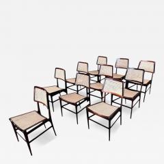 Joaquim Tenreiro Set of 10 Chairs in Hardwood Cane Joaquim Tenreiro Lot 589 749 753 849 - 4332531