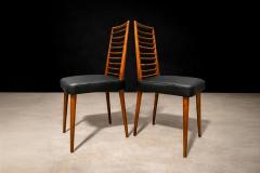 Joaquim Tenreiro Set of 2 Chairs in Hardwood Leather Joaquim Tenreiro 1950s - 4547720