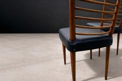 Joaquim Tenreiro Set of 2 Chairs in Hardwood Leather Joaquim Tenreiro 1950s - 4547722