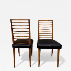Joaquim Tenreiro Set of 2 Chairs in Hardwood Leather Joaquim Tenreiro 1950s - 4547898