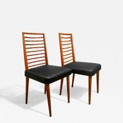 Joaquim Tenreiro Set of 2 Chairs in Hardwood Leather Joaquim Tenreiro 1950s - 4547900