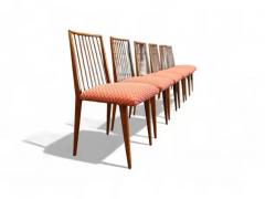 Joaquim Tenreiro Set of 6 Chairs in Caviuna Wood Fabric by Joaquim Tenreiro c 1950s - 3920395