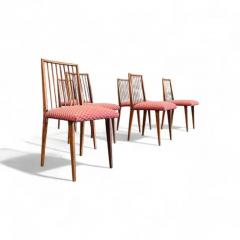 Joaquim Tenreiro Set of 6 Chairs in Caviuna Wood Fabric by Joaquim Tenreiro c 1950s - 3920439