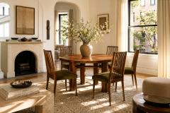 Joaquim Tenreiro Set of 6 Dining Chairs by Joaquim Tenreiro in Cavi na Wood Olive Green Mohair - 4606447