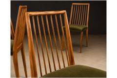Joaquim Tenreiro Set of 6 Dining Chairs by Joaquim Tenreiro in Cavi na Wood Olive Green Mohair - 4606448