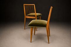 Joaquim Tenreiro Set of 6 Dining Chairs by Joaquim Tenreiro in Cavi na Wood Olive Green Mohair - 4606458