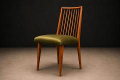 Joaquim Tenreiro Set of 6 Dining Chairs by Joaquim Tenreiro in Cavi na Wood Olive Green Mohair - 4606462