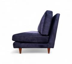 Joaquim Tenreiro Sofa in Hardwood Loose Cushions in Blue Fabric Joaquim Tenreiro 1950s - 4367511