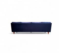 Joaquim Tenreiro Sofa in Hardwood Loose Cushions in Blue Fabric Joaquim Tenreiro 1950s - 4367513