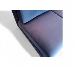 Joaquim Tenreiro Sofa in Hardwood Loose Cushions in Blue Fabric Joaquim Tenreiro 1950s - 4367518