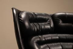 Joe Colombo Elda Chair by Joe Colombo and Mario Brunu Pouf in Black Leather for Comfort - 4360675