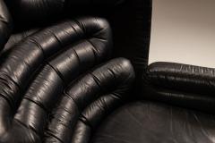 Joe Colombo Elda Chair by Joe Colombo and Mario Brunu Pouf in Black Leather for Comfort - 4360690