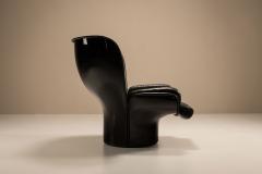 Joe Colombo Elda Chair by Joe Colombo and Mario Brunu Pouf in Black Leather for Comfort - 4360704
