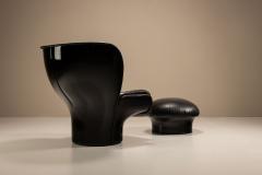 Joe Colombo Elda Chair by Joe Colombo and Mario Brunu Pouf in Black Leather for Comfort - 4360706